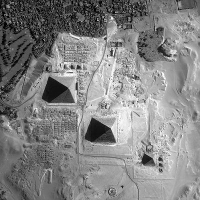 Satellite view of the Pyramids of Giza, Egypt by National Aeronautics and Space Administration National Aeronautics and Space Administration